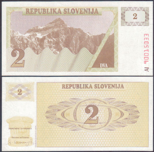 1990 Slovenia 2 Tolarjev (Unc) L001208
